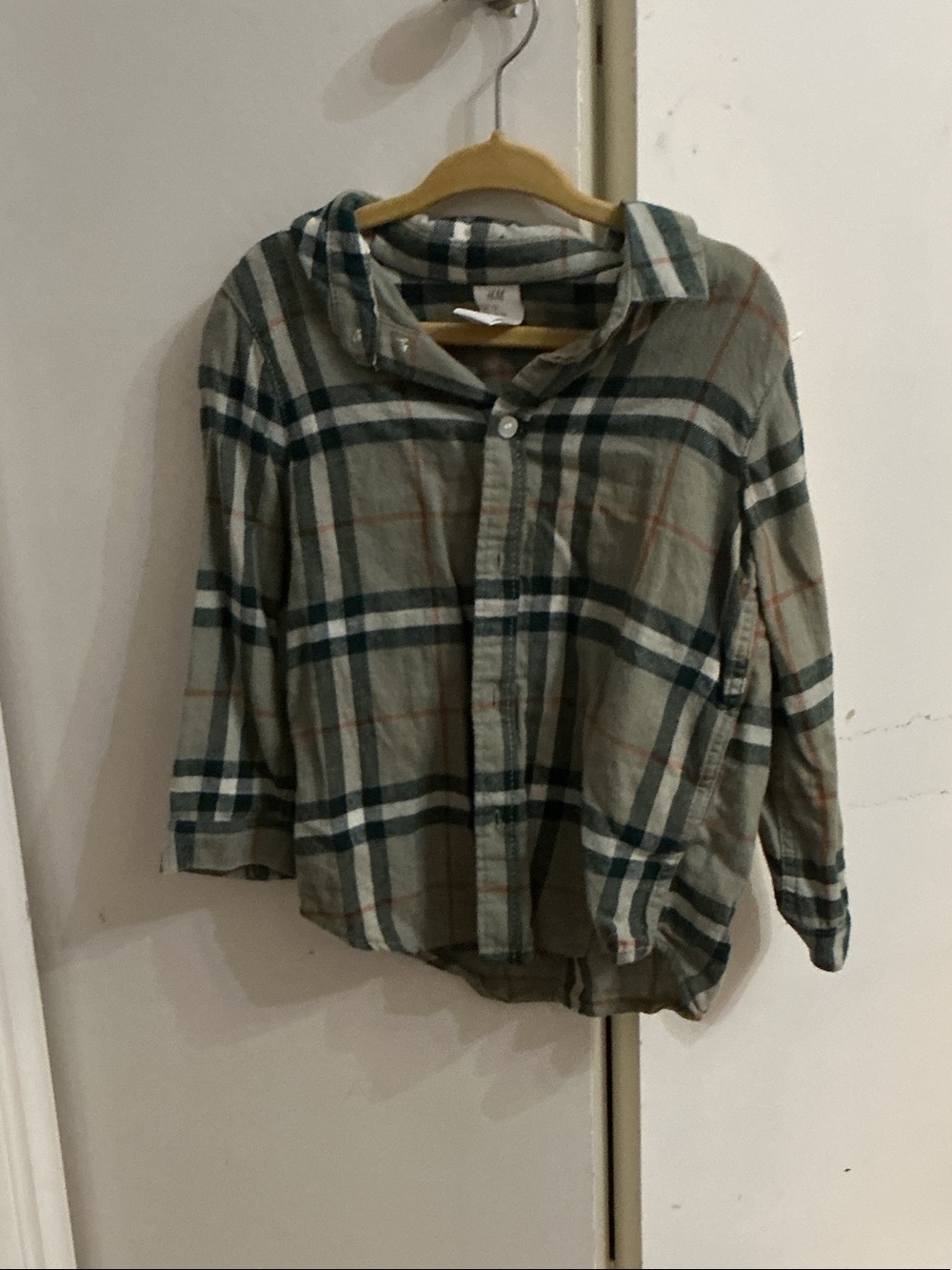 H&M Olive Green Plaid Button-Down Shirt